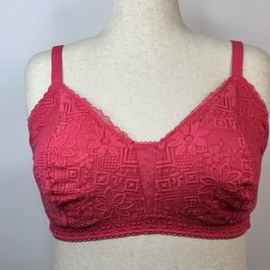 Coral Pink Lace Bralette by No Boundaries Adjustable Straps XXXL 4 Hook
